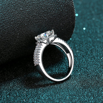 925 Sterling Silver Round Cut CZ Halo Ring