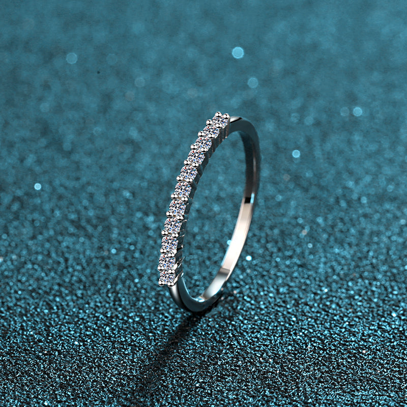 925 Sterling Silver Round Cut CZ Half Eternity Wedding Band