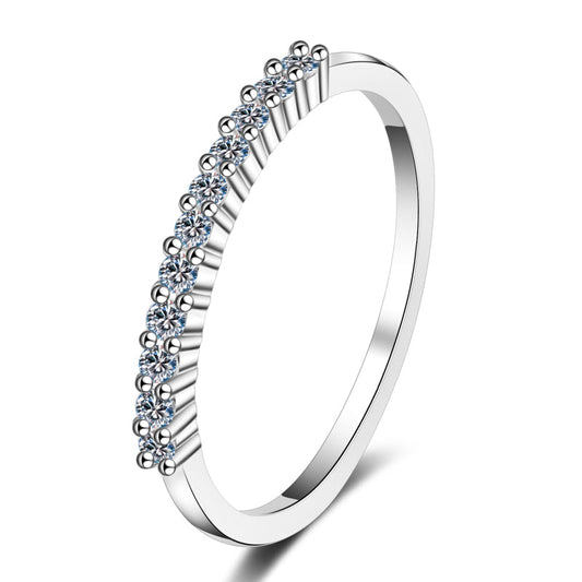 925 Sterling Silver Round Cut CZ Half Eternity Wedding Band