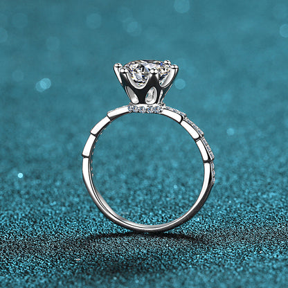 925 Sterling Silver Round Cut CZ Pave Ring