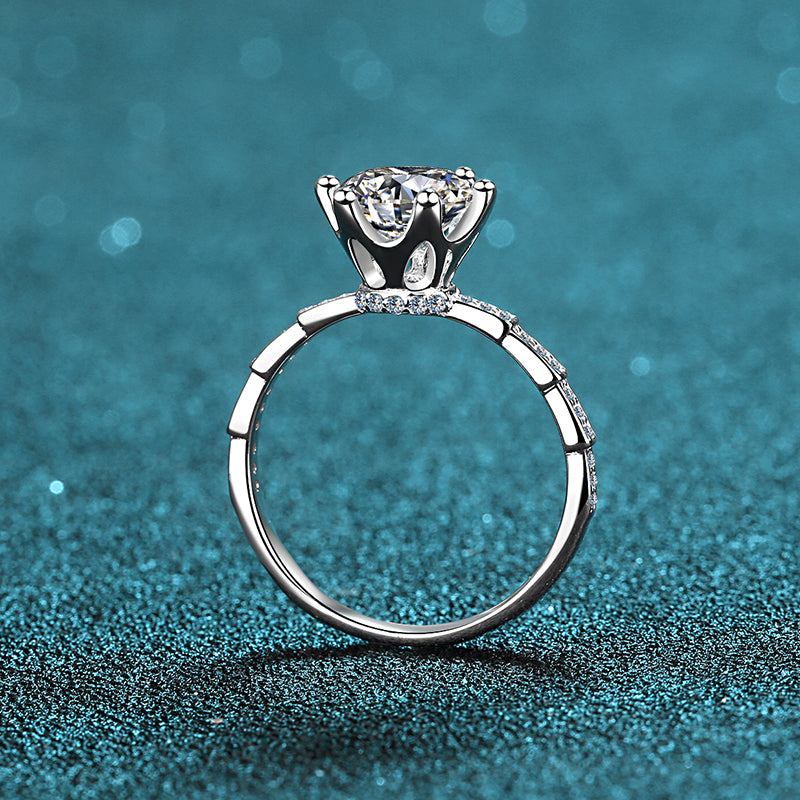 925 Sterling Silver Round Cut CZ Pave Ring