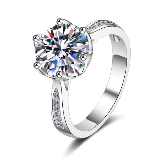 925 Sterling Silver Round Cut CZ Semi Pave Ring