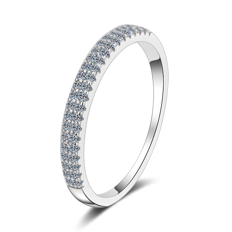 925 Sterling Silver Round Cut CZ Half Eternity Wedding Band