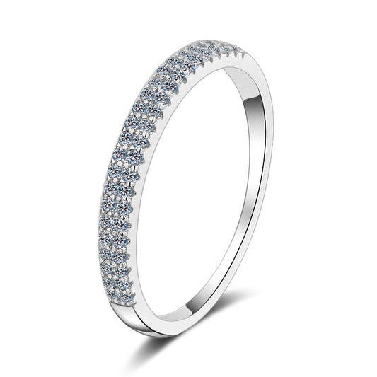 925 Sterling Silver Round Cut CZ Half Eternity Wedding Band