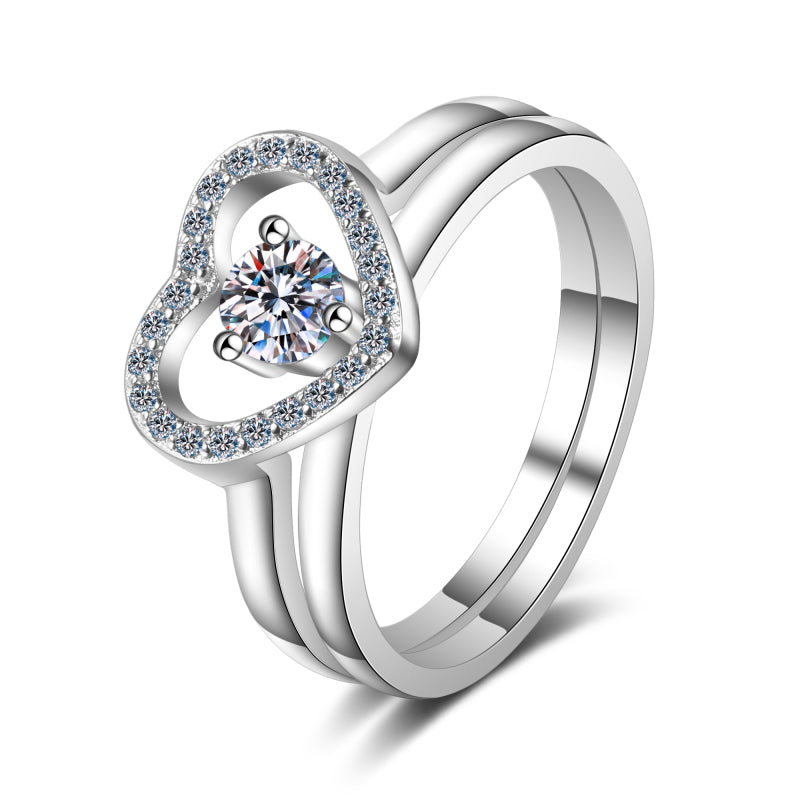 925 Sterling Silver Round Cut CZ Bridal Ring Set