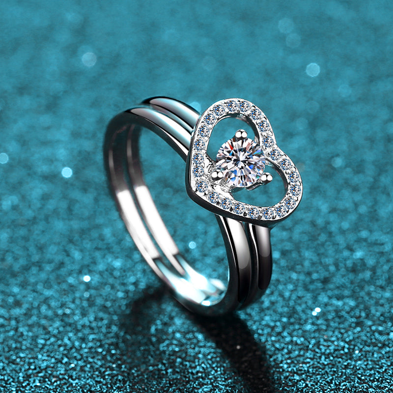 925 Sterling Silver Round Cut CZ Heart Shape Bridal Set