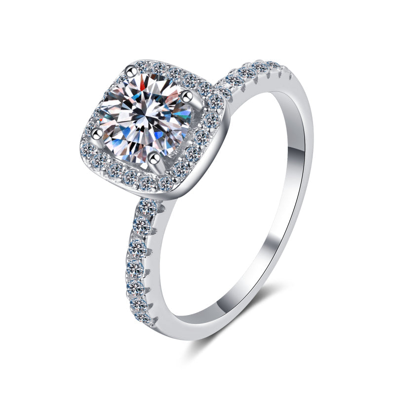 925 Sterling Silver Round Cut CZ Halo Ring