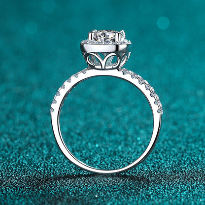 925 Sterling Silver Round Cut CZ Halo Ring