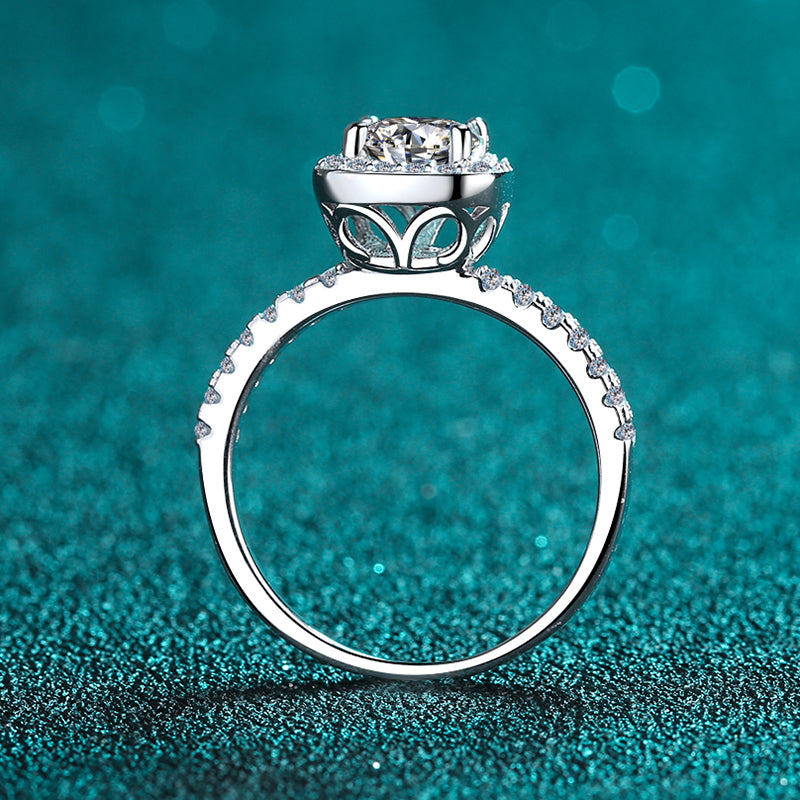 925 Sterling Silver Round Cut CZ Halo Ring