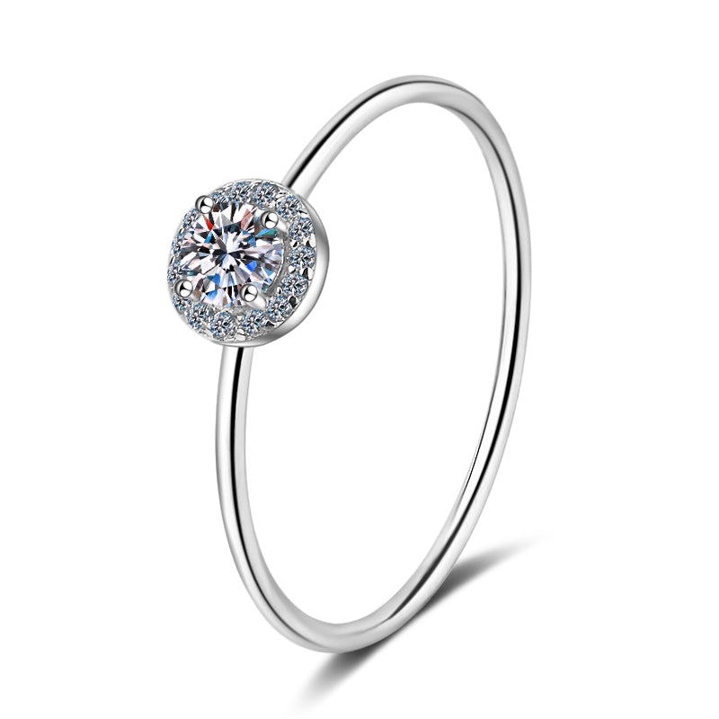 925 Sterling Silver Round Cut CZ Halo Ring