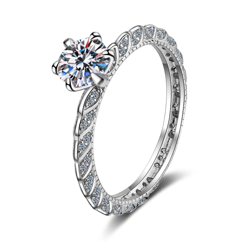 925 Sterling Silver Round Cut Cz Vintage Ring