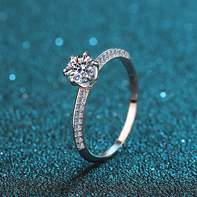 925 Sterling Silver Round Cut CZ Semi Pave Ring