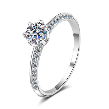 925 Sterling Silver Round Cut CZ Semi Pave Ring