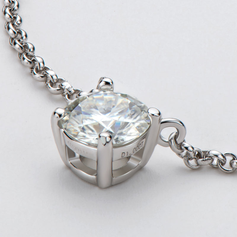 925 Sterling Silver Round Brilliant Cut CZ Diamond Pendant Necklace