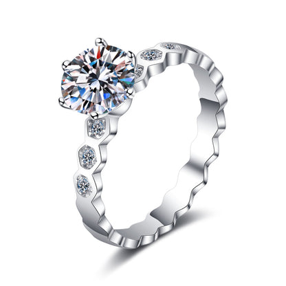 925 Sterling Silver Round Cut CZ Semi Pave Ring