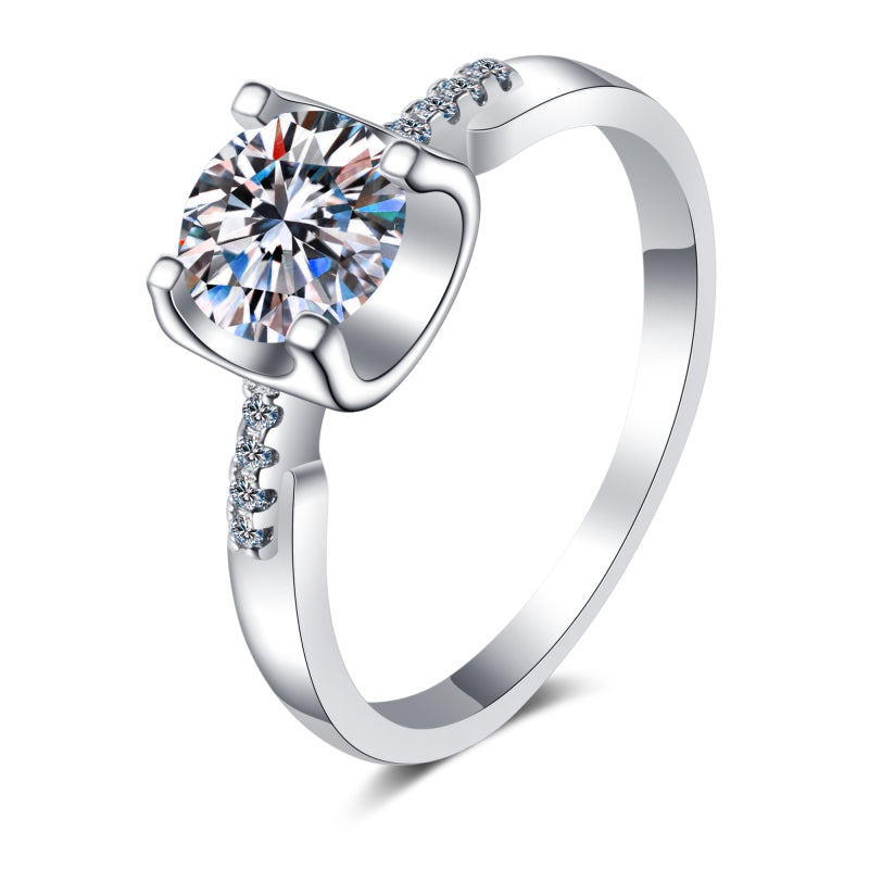 925 Sterling Silver Round Cut 1.0 CT CZ Ring