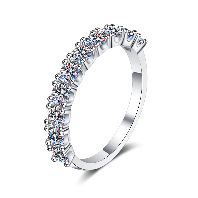 925 Sterling Silver Half Eternity Round Cut CZ Ring