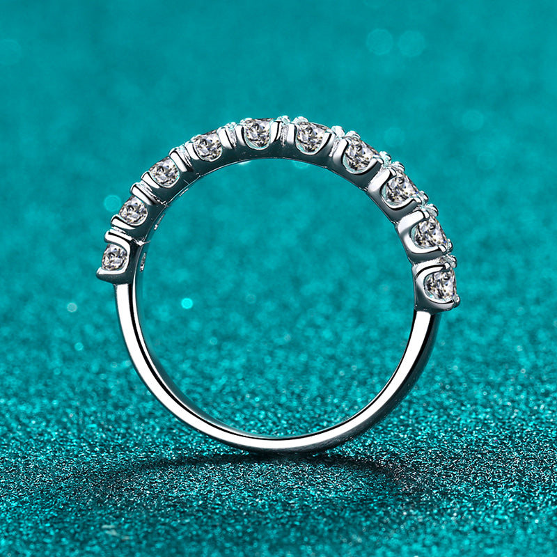 925 Sterling Silver Half Eternity Round Cut CZ Ring