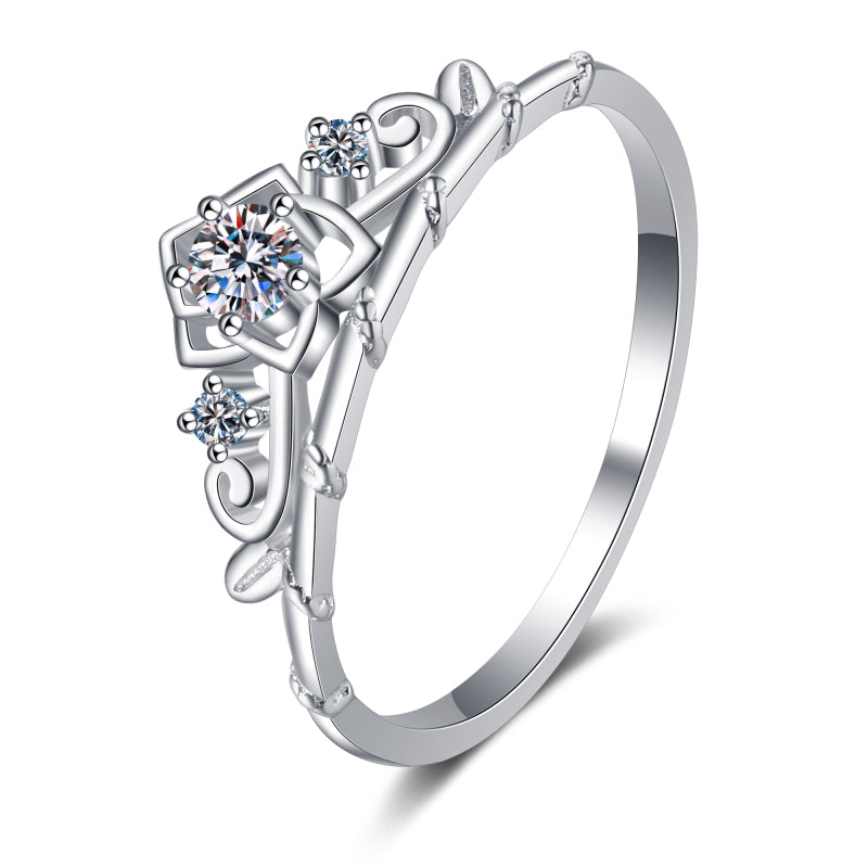 925 Sterling Silver Crown Round Cut CZ Ring