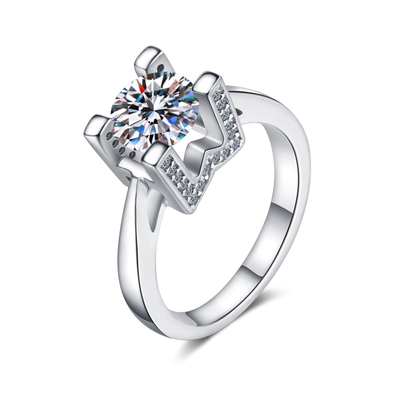 925 Sterling Silver Round Cut CZ Diamond Diamond Ring