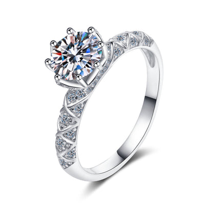 925 Sterling Silver Round Cut CZ Pave Ring