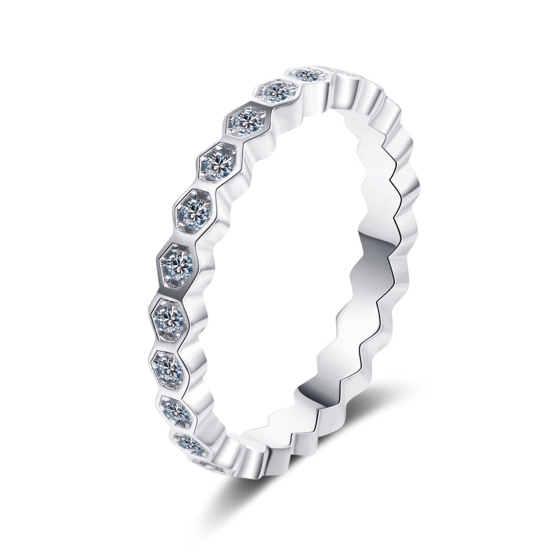 925 Sterling Silver Full Eternity Round Cut CZ Honeycomb Band