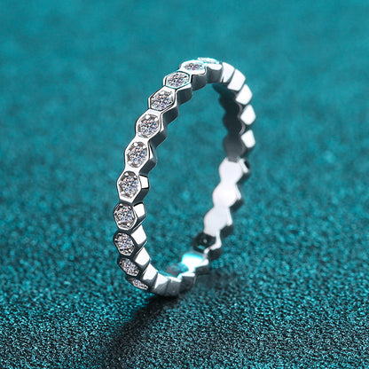 925 Sterling Silver Full Eternity Round Cut CZ Honeycomb Band