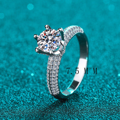 925 Sterling Silver Round Cut CZ Semi Pave Ring