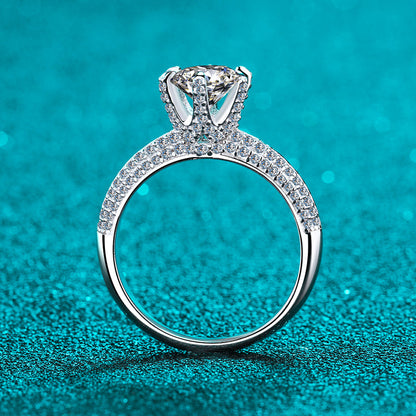 925 Sterling Silver Round Cut CZ Semi Pave Ring