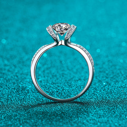 925 Sterling Silver Round Cut CZ Unique Ring