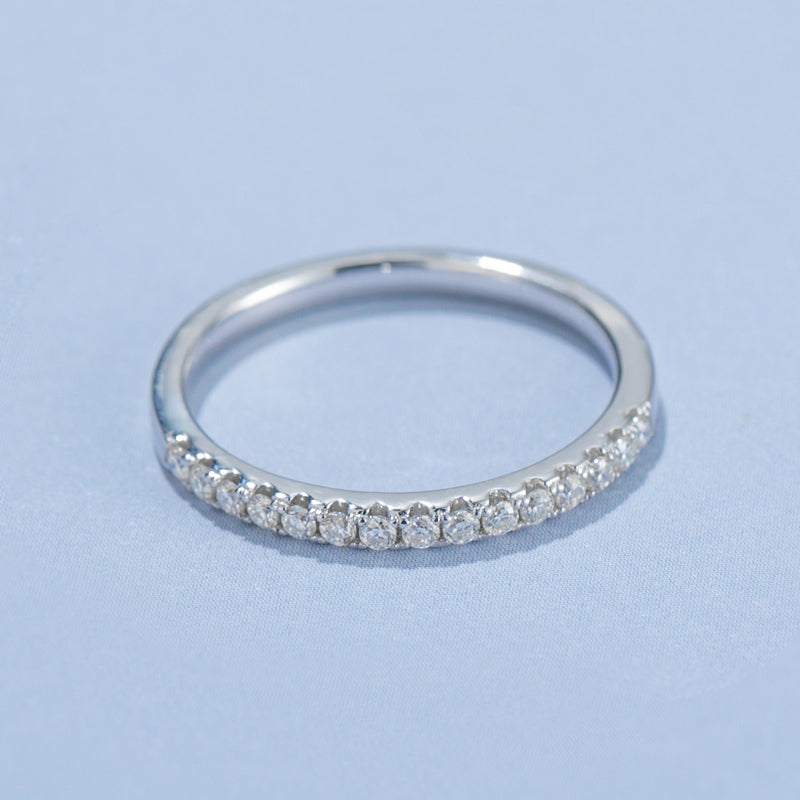 925 Sterling Silver Round Cut 1.5mm CZ  Wedding Band