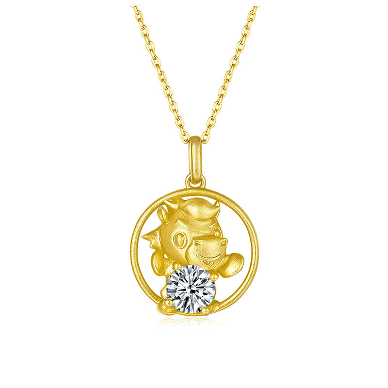 925 Sterling Silver Round Cut CZ Horse Pendant Necklace