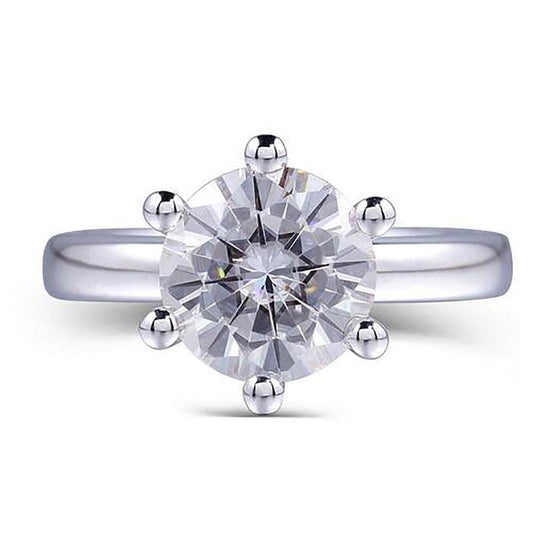 925 Sterling Silver Round Cut CZ Classic Ring