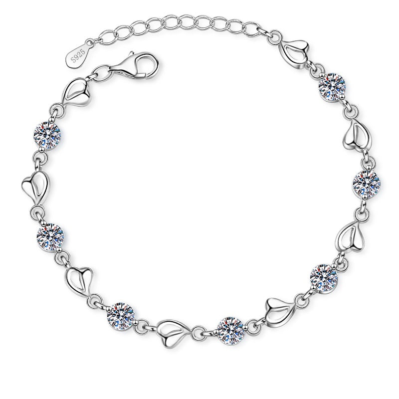 925 Sterling Silver Round Cut CZ Diamond Bracelet