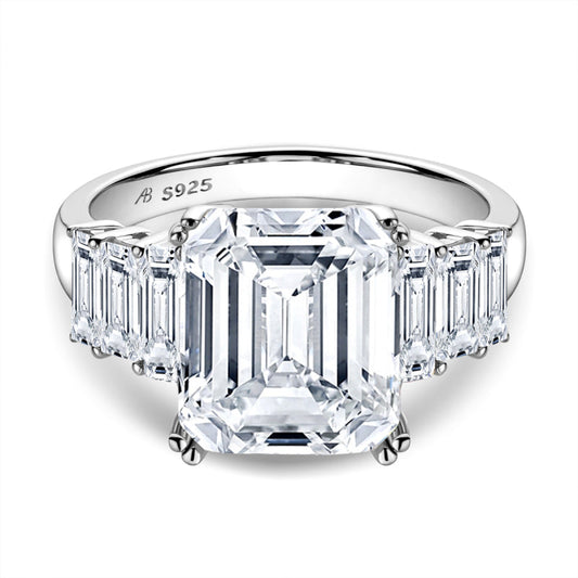 925 Sterling Silver Emerald Cut CZ Ring