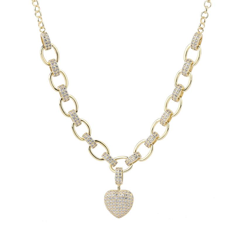 925 Sterling Silver Round Cut Created Diamond Heart-shaped Tennis Pendant Necklace