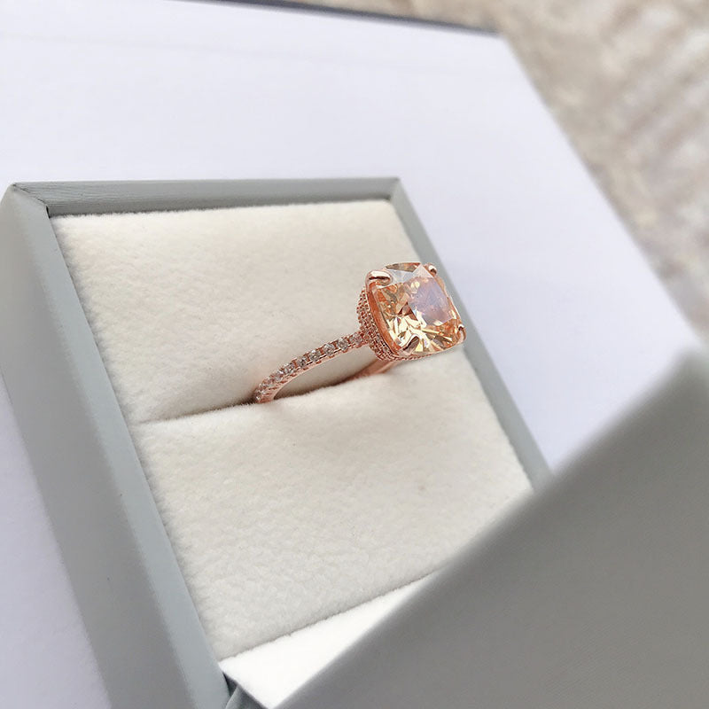 925 Sterling Silver Champagne Cushion Cut Created Diamond Unique Engagement Rings for Women 3