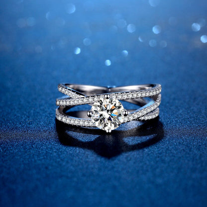 925 Sterling Silver Round Cut Created CZ Engagement Ring