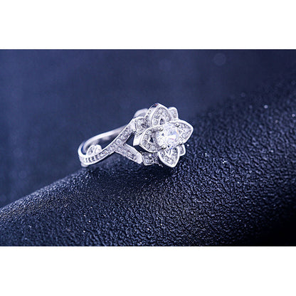 925 Sterling Silver Round Cut 925 Sterling Silver Clover Unique Engagement Rings for Women