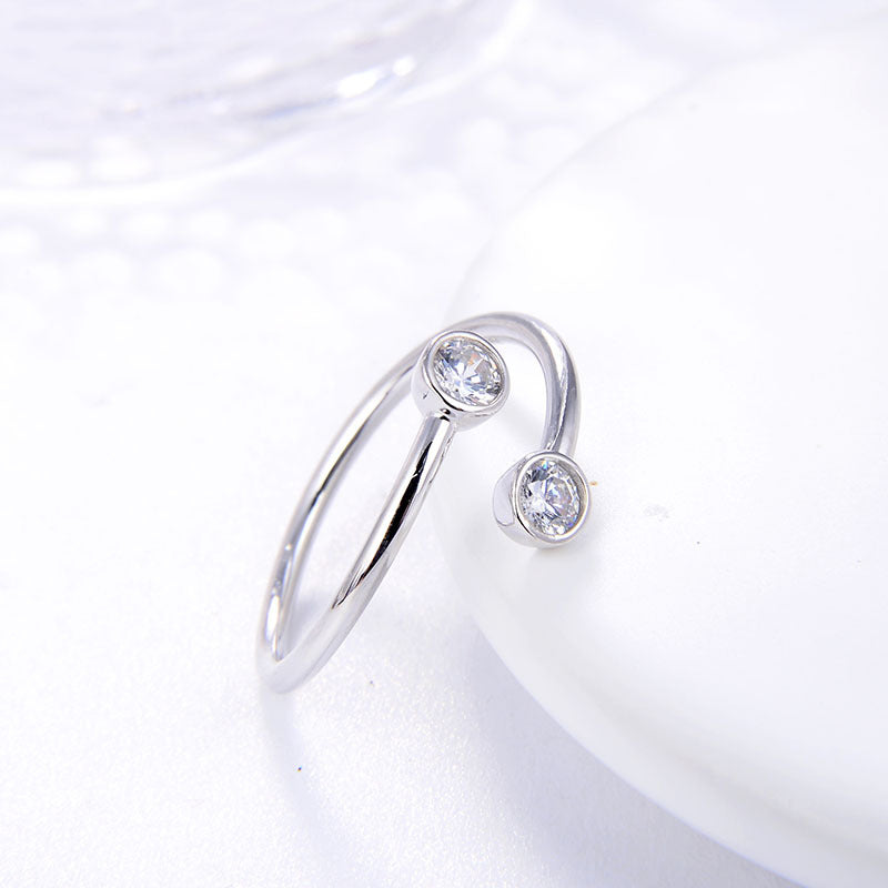 925 Sterling Silver Twist Shank Round Cut CZ Unique Engagement Rings For Women