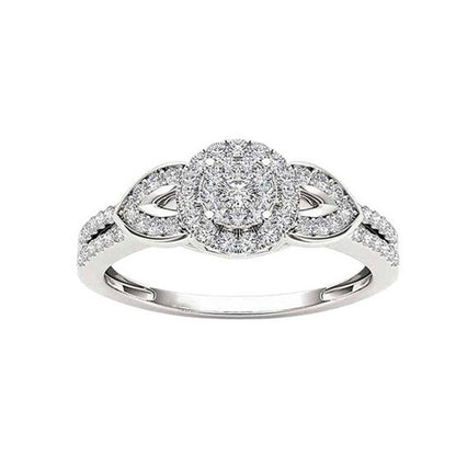 925 Sterling Silver Round Cut CZ Halo Unique Engagement Rings For Women