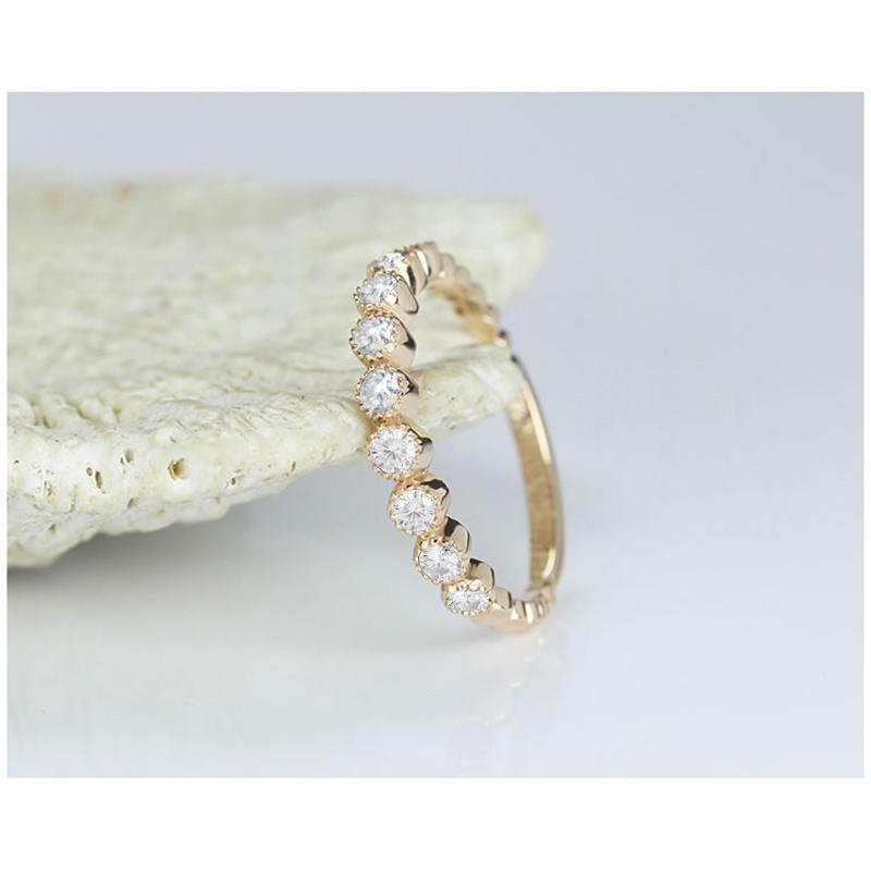 925 Sterling Silver Round Cut CZ Vintage Half Eternity Band