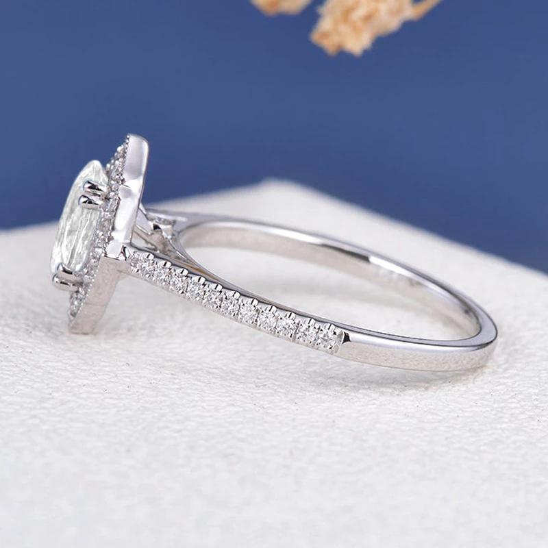 925 Sterling Silver Oval Cut Halo Vintage CZ Ring