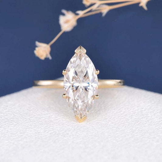 925 Sterling Silver Marquise Cut Solitaire CZ Ring