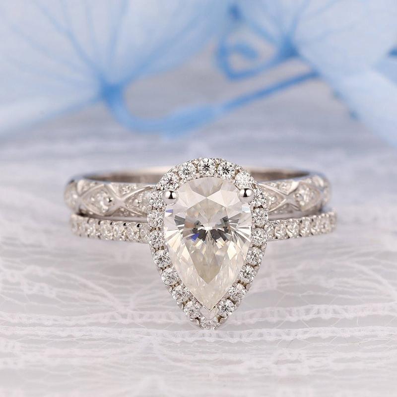 925 Sterling Silver Pear Shaped CZ Bridal Set