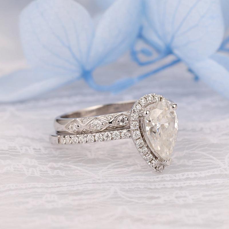 925 Sterling Silver Pear Shaped CZ Bridal Set