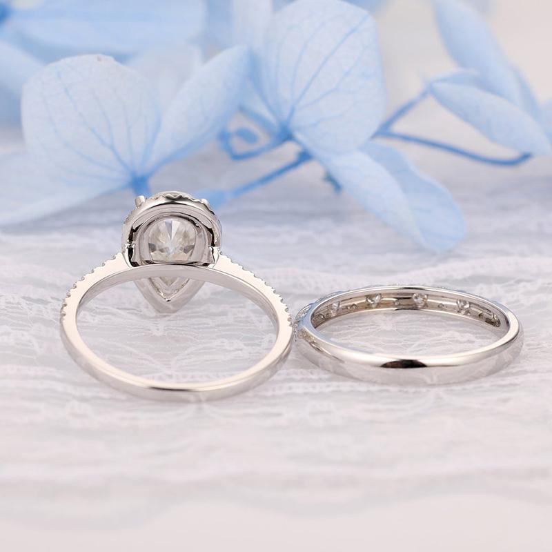 925 Sterling Silver Pear Shaped CZ Bridal Set