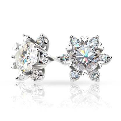 925 Sterling Silver Round Cut Cubic Zirconia Classic Stud Earrings