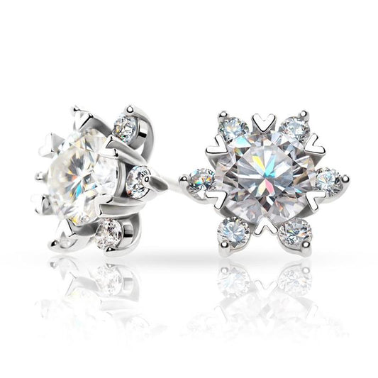 925 Sterling Silver Round Cut Cubic Zirconia Classic Stud Earrings