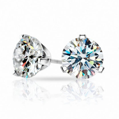 925 Sterling Silver Round Cut Cubic Zirconia Classic Stud Earrings